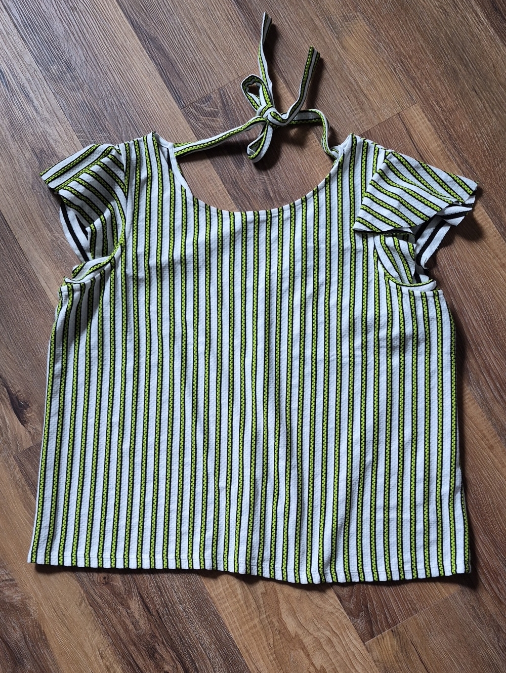 Eva Franco Anthropologie NWT Keely Striped Ruffle Tie Back Top Size XL